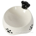 Fashionable No Spill White Ceramic Pet Feeder Bowl
